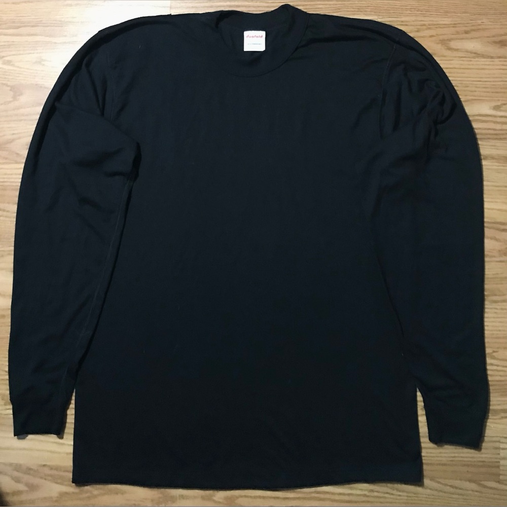 Vintage Duofold CoolMax Long Sleeve Base Layer Shirt Mens XL Black made in USA